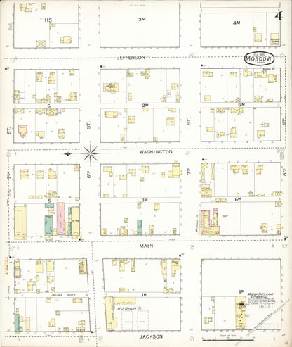 Sanborn Fire Insurance Map from Moscow, Latah County, Idaho (1893), Sheet #0004 - Complete Map Set gallery image, historic Sanborn map, vintage wall art, Idaho Idaho