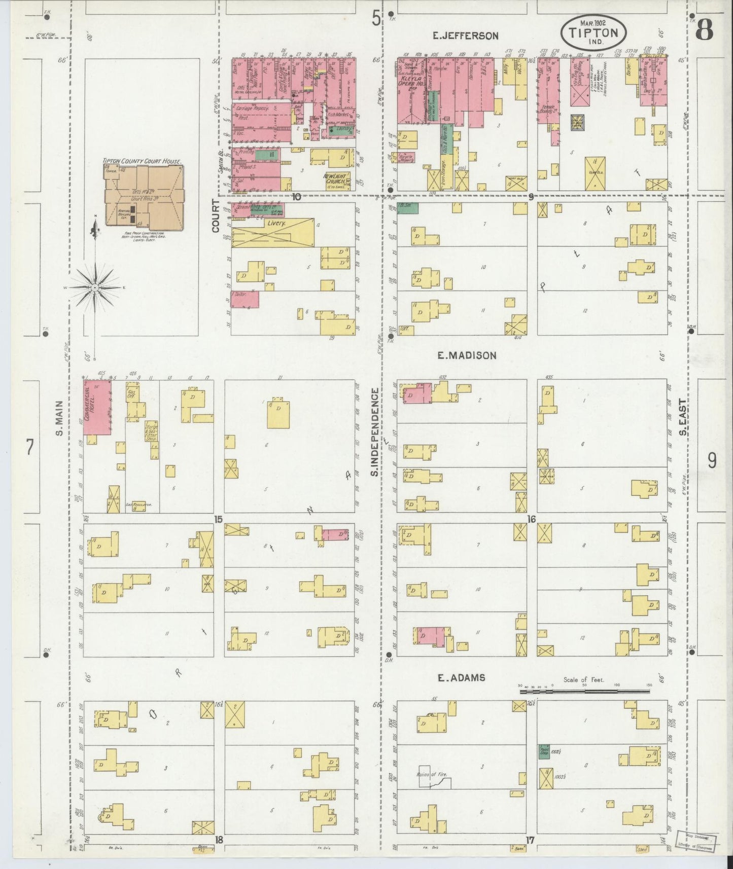 Sanborn Fire Insurance Map from Tipton, Tipton County, Indiana (1902), Sheet #0008 - Complete Map Set gallery image, historic Sanborn map, vintage wall art, Indiana Indiana