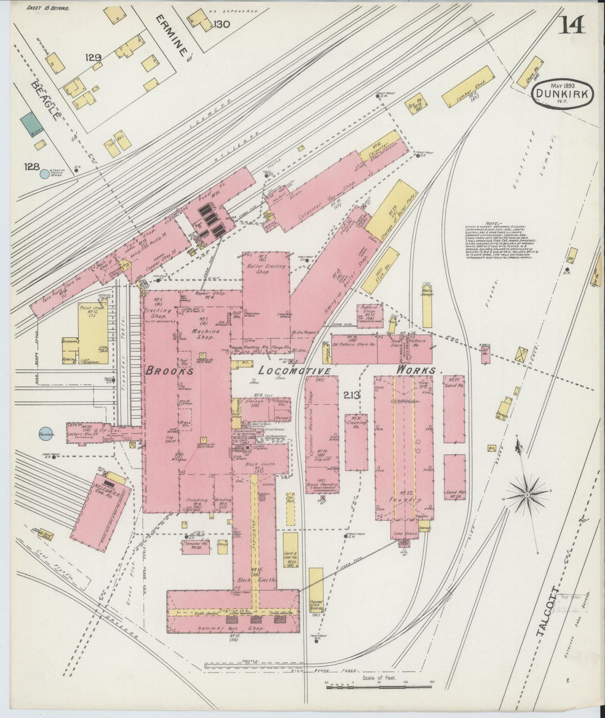 Sanborn Fire Insurance Map from Dunkirk, Chautauqua County, New York (1893), Sheet #0014 - Complete Map Set gallery image, historic Sanborn map, vintage wall art, New York New York