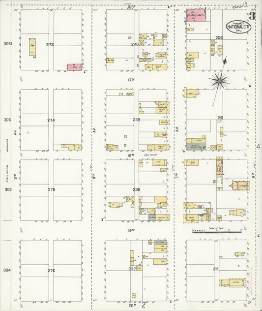 Sanborn Fire Insurance Map from National City, San Diego County, California (1907), Sheet #0003 - Historic Sanborn Fire Insurance Map Print, vintage old map wall art, antique decor, genealogy gift, California California map