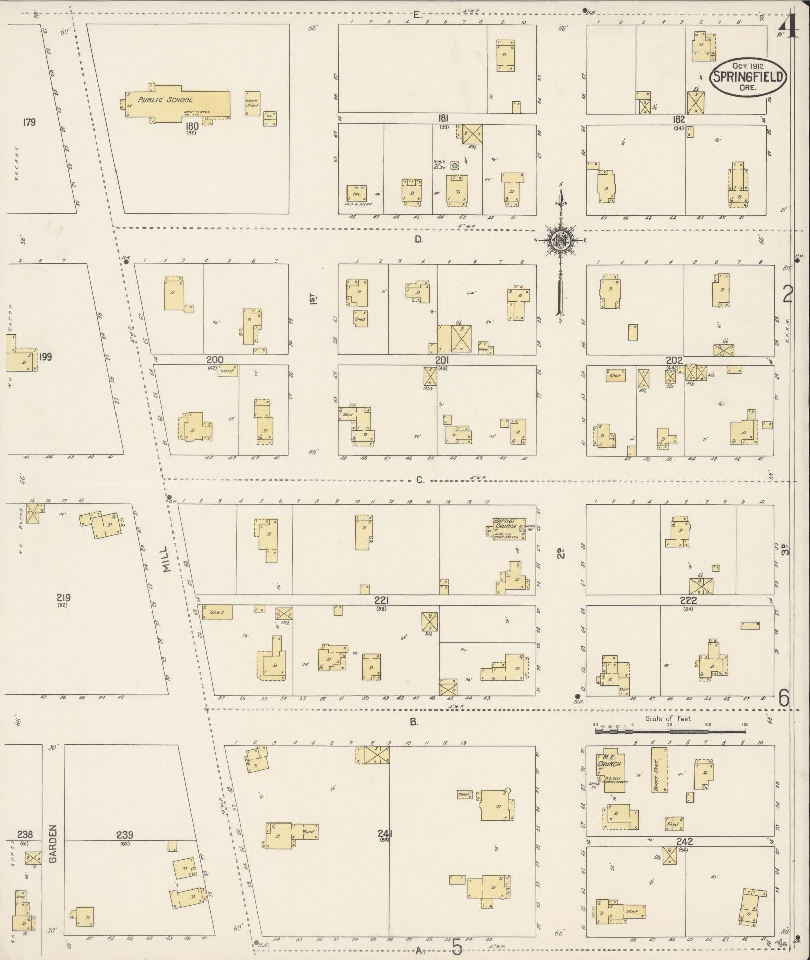 Sanborn Fire Insurance Map from Springfield, Lane County, Oregon (1912), Sheet #0004 - Historic Sanborn Fire Insurance Map Print, vintage old map wall art, antique decor, genealogy gift, Oregon Oregon map