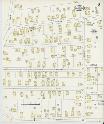 Sanborn Fire Insurance Map from Wakefield, Middlesex County, Massachusetts (1897), Sheet #0002 - Historic Sanborn Fire Insurance Map Print, vintage old map wall art, antique decor, genealogy gift, Massachusetts Massachusetts map