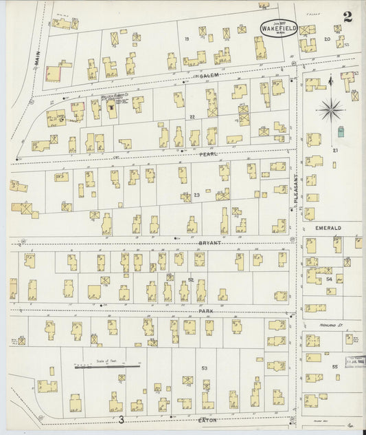 Sanborn Fire Insurance Map from Wakefield, Middlesex County, Massachusetts (1897), Sheet #0002 - Historic Sanborn Fire Insurance Map Print, vintage old map wall art, antique decor, genealogy gift, Massachusetts Massachusetts map