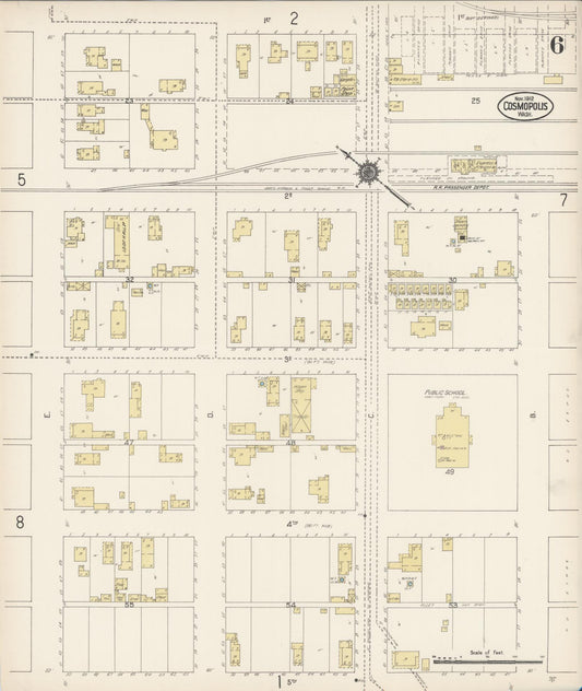 Sanborn Fire Insurance Map from Cosmopolis, Grays Harbor County, Washington (1912), Sheet #0006 - Historic Sanborn Fire Insurance Map Print, vintage old map wall art, antique decor, genealogy gift, Washington Washington map