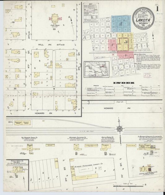 Sanborn Fire Insurance Map from Lakota, Nelson County, North Dakota (1914), Sheet #0001 - Complete Map Set gallery image, historic Sanborn map, vintage wall art, North Dakota North Dakota