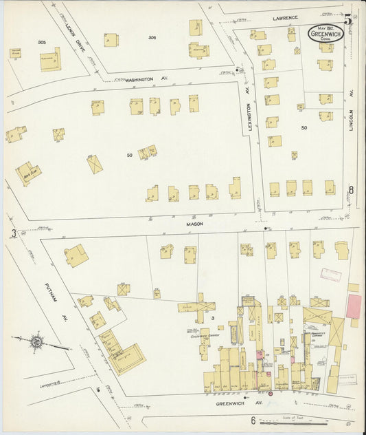 Sanborn Fire Insurance Map from Greenwich, Fairfield County, Connecticut (1912), Sheet #0005 - Historic Sanborn Fire Insurance Map Print, vintage old map wall art, antique decor, genealogy gift, Connecticut Connecticut map