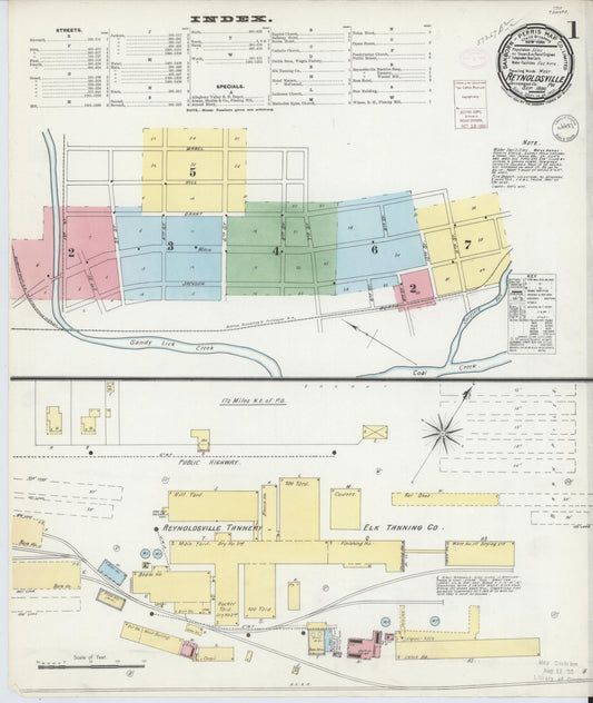 Sanborn Fire Insurance Map from Reynoldsville, Jefferson County, Pennsylvania (1896), Sheet #0001 - Historic Sanborn Fire Insurance Map Print, vintage old map wall art, antique decor, genealogy gift, Pennsylvania Pennsylvania map