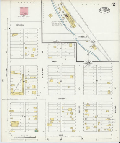 Sanborn Fire Insurance Map from El Reno, Canadian County, Oklahoma (1898), Sheet #0002 - Complete Map Set gallery image, historic Sanborn map, vintage wall art, Oklahoma Oklahoma