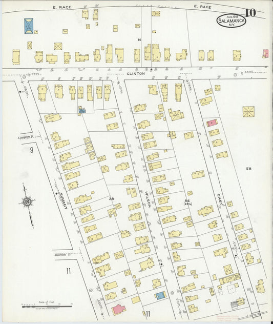 Sanborn Fire Insurance Map from Salamanca, Cattaraugus County, New York (1918), Sheet #0010 - Historic Sanborn Fire Insurance Map Print, vintage old map wall art, antique decor, genealogy gift, New York New York map