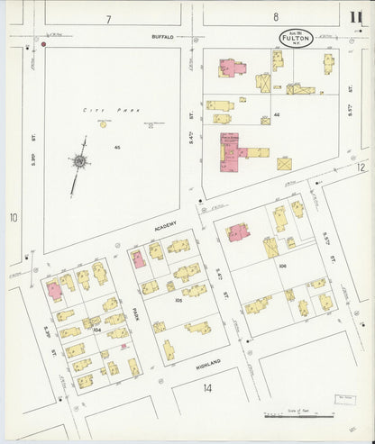 Sanborn Fire Insurance Map from Fulton, Oswego County, New York (1911), Sheet #0011 - Complete Map Set gallery image, historic Sanborn map, vintage wall art, New York New York