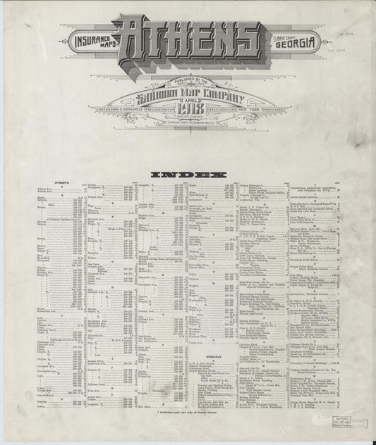 Sanborn Fire Insurance Map from Athens, Clarke County, Georgia. (1918) – Historic Sanborn Fire Insurance Map Print