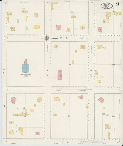 Sanborn Fire Insurance Map from Heber, Wasatch County, Utah (1917), Sheet #0009 - Complete Map Set gallery image, historic Sanborn map, vintage wall art, Utah Utah