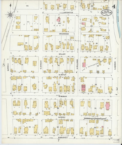 Sanborn Fire Insurance Map from Bluffton, Wells County, Indiana (1906), Sheet #0004 - Complete Map Set gallery image, historic Sanborn map, vintage wall art, Indiana Indiana