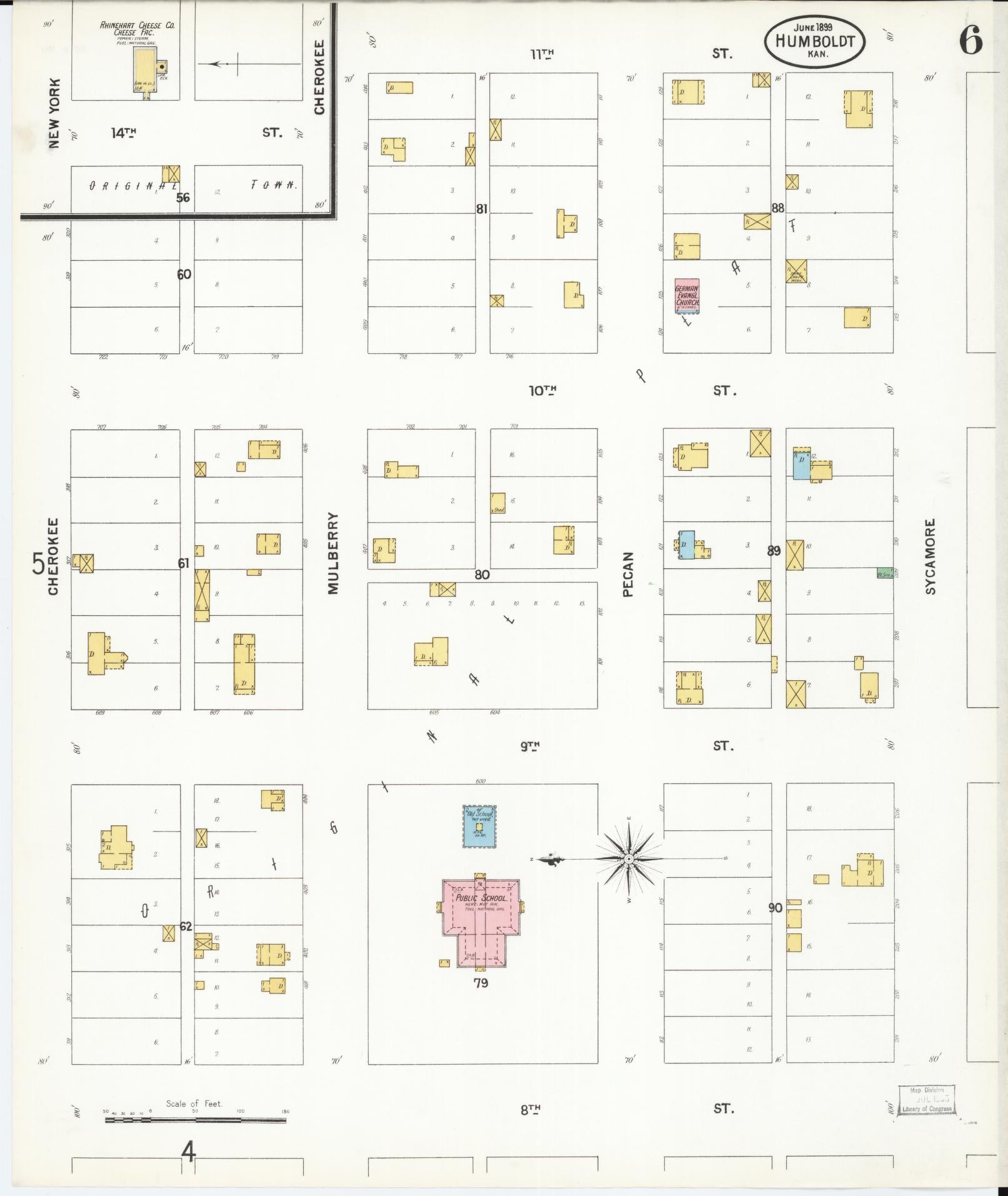 Sanborn Fire Insurance Map from Humboldt, Allen County, Kansas (1899), Sheet #0006 - Complete Map Set gallery image, historic Sanborn map, vintage wall art, Kansas Kansas