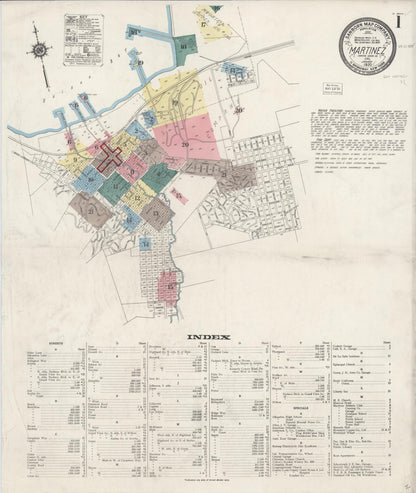 Sanborn Fire Insurance Map from Martinez, Contra Costa County, California (1920), Sheet #0001 - Complete Map Set gallery image, historic Sanborn map, vintage wall art, California California