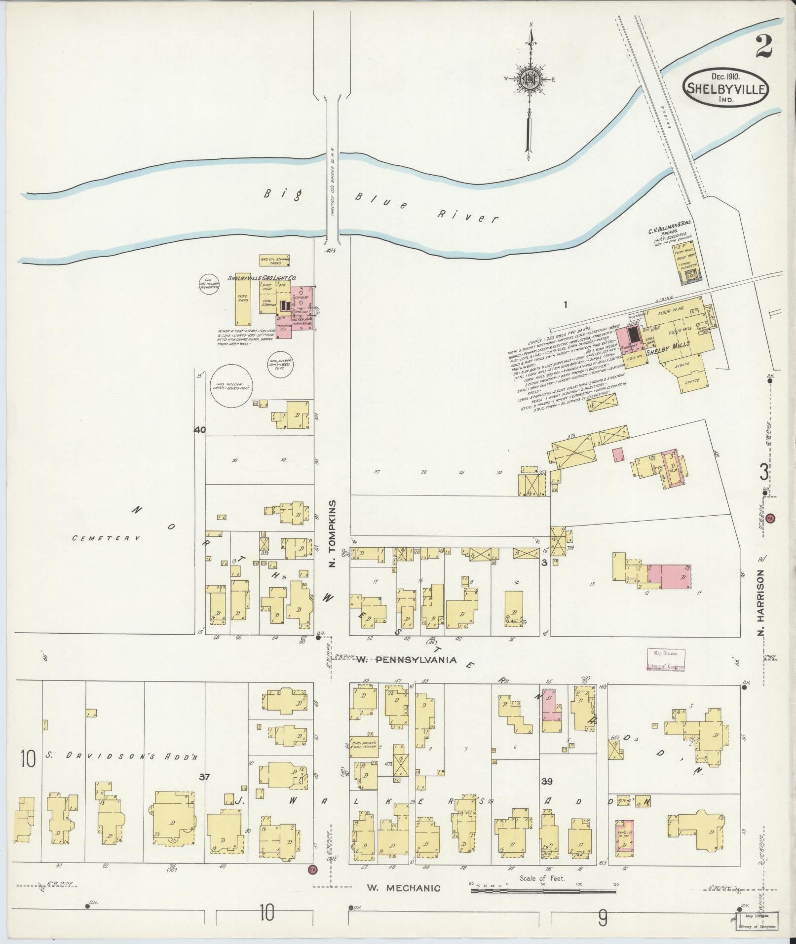 Sanborn Fire Insurance Map from Shelbyville, Shelby County, Indiana (1910), Sheet #0002 - Complete Map Set gallery image, historic Sanborn map, vintage wall art, Indiana Indiana