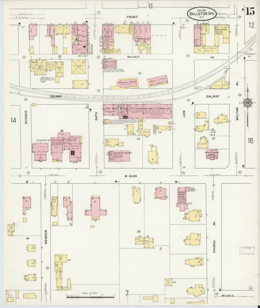 Sanborn Fire Insurance Map from Ballston Spa, Saratoga County, New York (1911), Sheet #0015 - Historic Sanborn Fire Insurance Map Print, vintage old map wall art, antique decor, genealogy gift, New York New York map