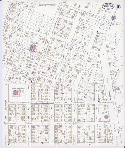 Sanborn Fire Insurance Map from Sterling, Whiteside County, Illinois (1916), Sheet #0016 - Complete Map Set gallery image, historic Sanborn map, vintage wall art, Illinois Illinois