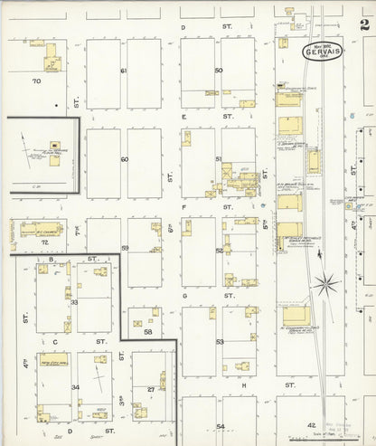 Sanborn Fire Insurance Map from Gervais, Marion County, Oregon (1892), Sheet #0002 - Complete Map Set gallery image, historic Sanborn map, vintage wall art, Oregon Oregon