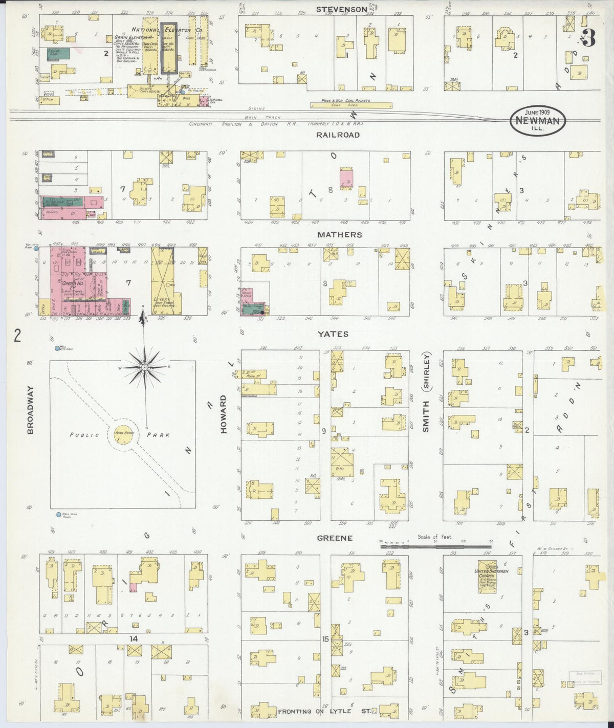 Sanborn Fire Insurance Map from Newman, Douglas County, Illinois (1909), Sheet #0003 - Complete Map Set gallery image, historic Sanborn map, vintage wall art, Illinois Illinois