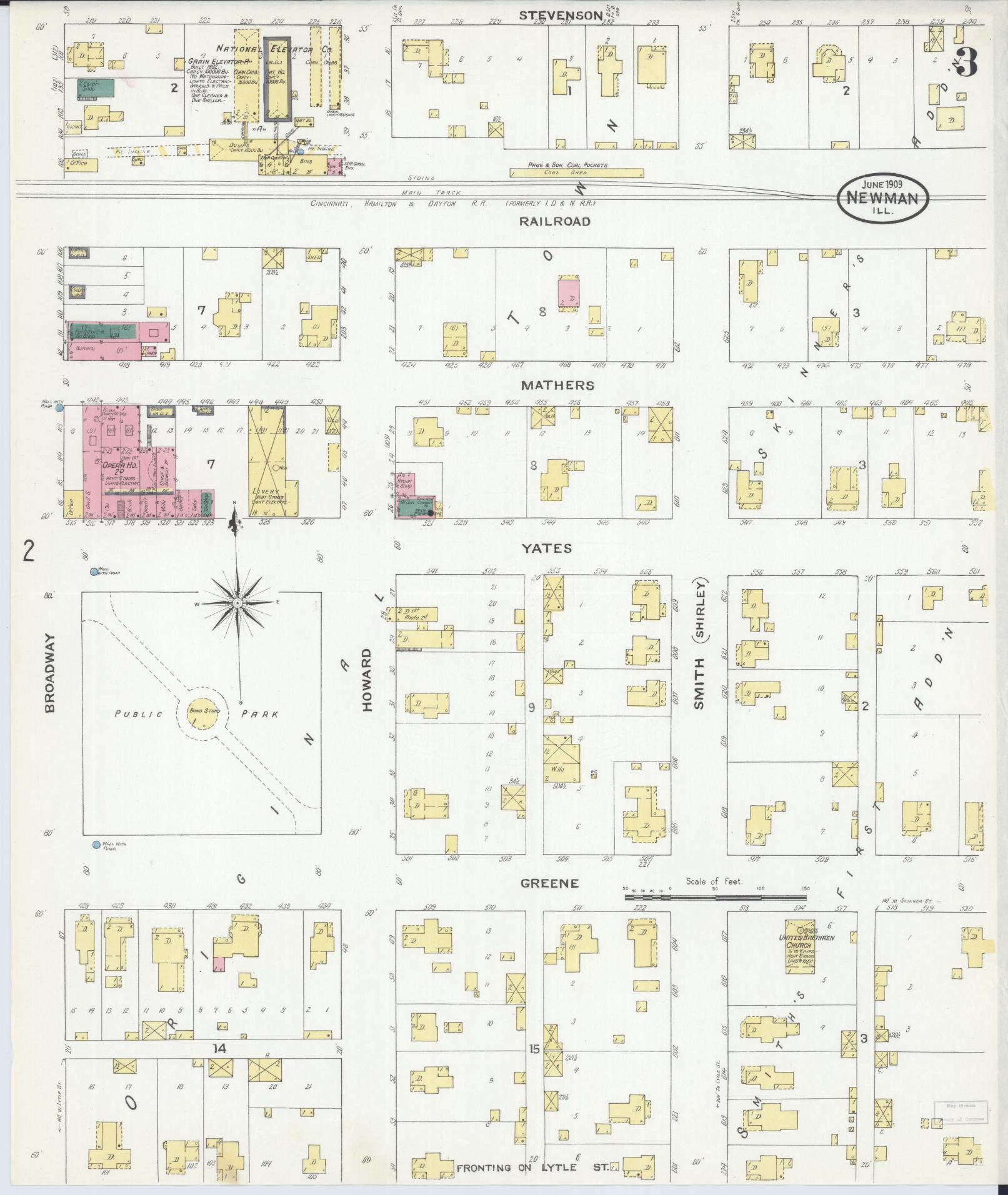 Sanborn Fire Insurance Map from Newman, Douglas County, Illinois (1909), Sheet #0003 - Complete Map Set gallery image, historic Sanborn map, vintage wall art, Illinois Illinois