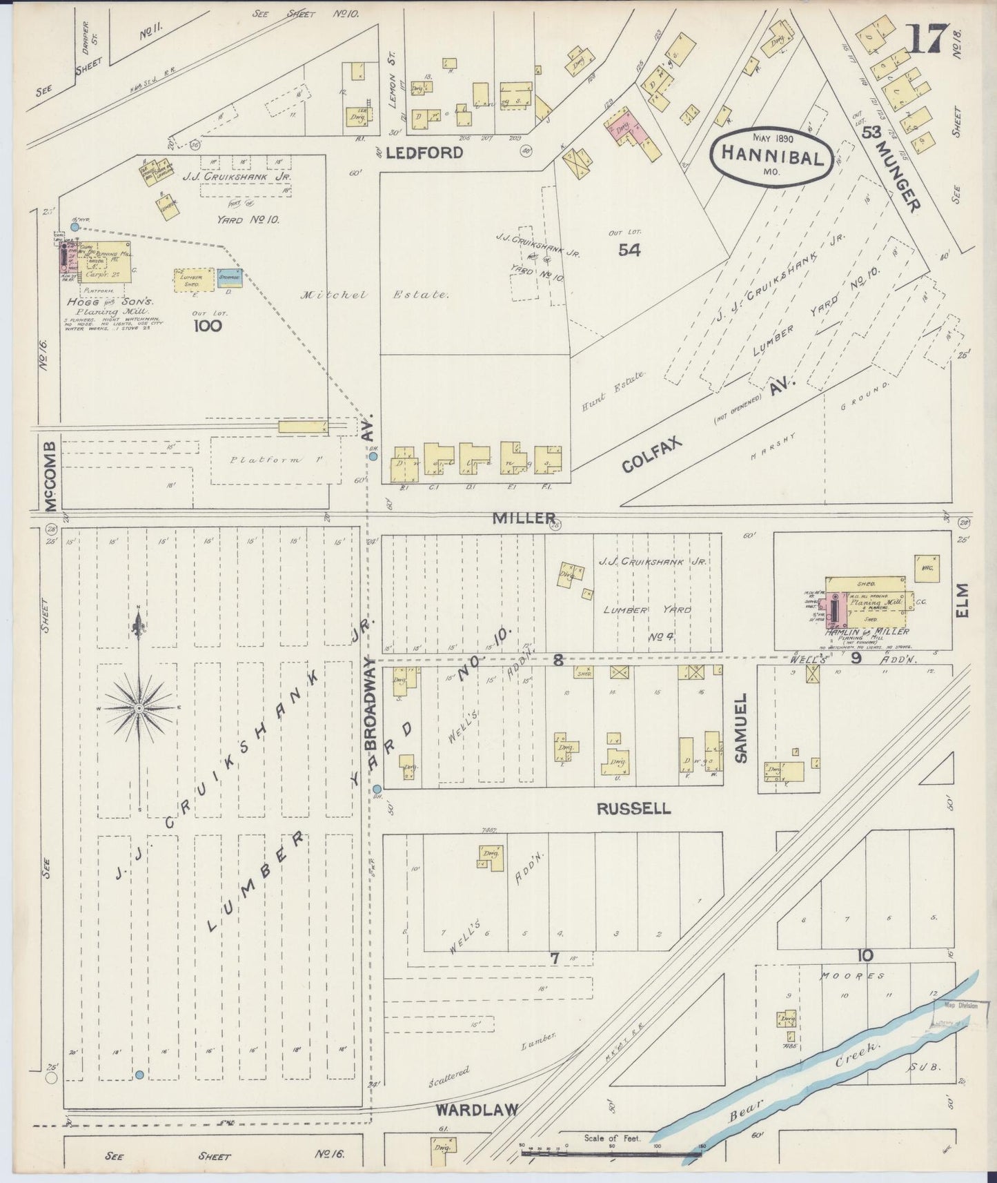 Sanborn Fire Insurance Map from Hannibal, Marion County, Missouri (1890), Sheet #0017 - Complete Map Set gallery image, historic Sanborn map, vintage wall art, Missouri Missouri