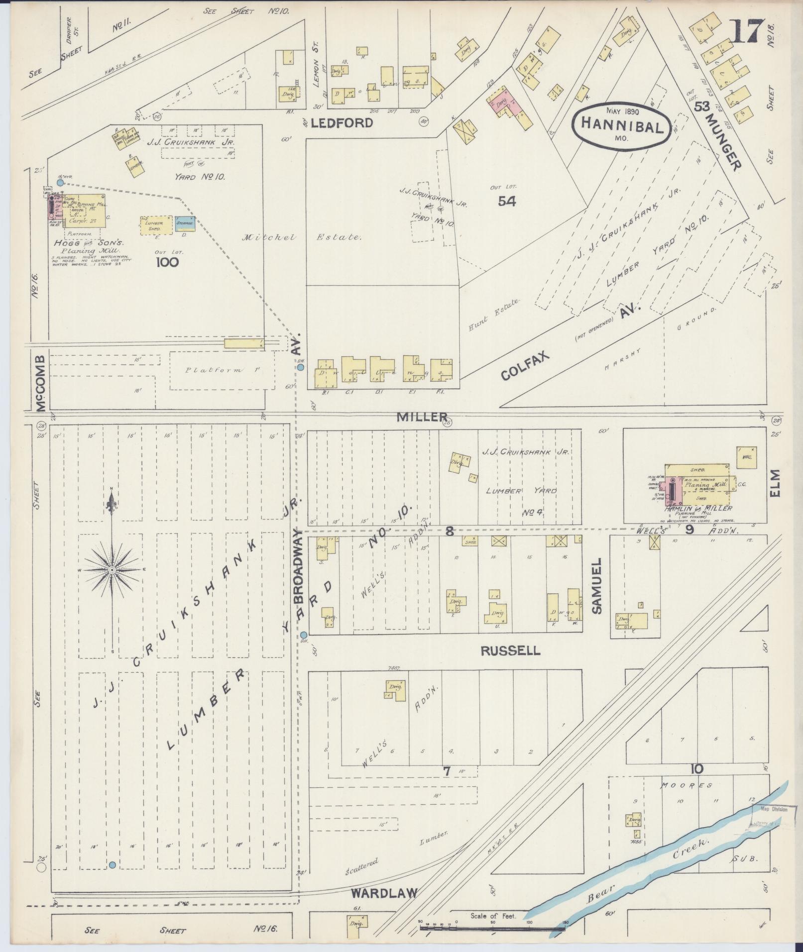 Sanborn Fire Insurance Map from Hannibal, Marion County, Missouri (1890), Sheet #0017 - Complete Map Set gallery image, historic Sanborn map, vintage wall art, Missouri Missouri