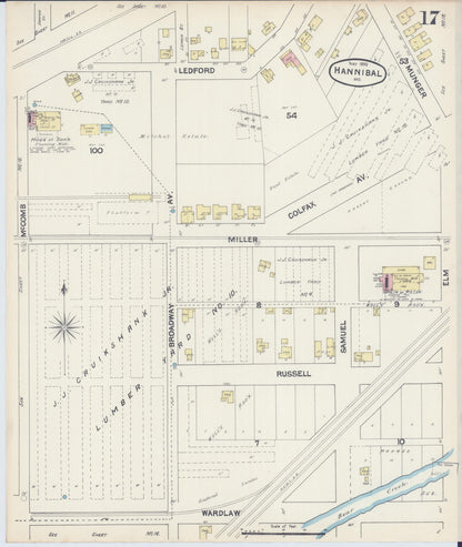 Sanborn Fire Insurance Map from Hannibal, Marion County, Missouri (1890), Sheet #0017 - Complete Map Set gallery image, historic Sanborn map, vintage wall art, Missouri Missouri