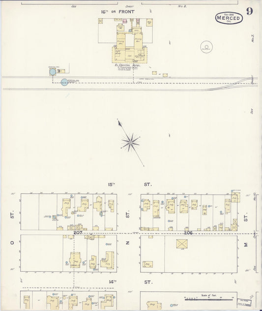 Sanborn Fire Insurance Map from Merced, Merced County, California (1888), Sheet #0009 - Historic Sanborn Fire Insurance Map Print, vintage old map wall art, antique decor, genealogy gift, California California map