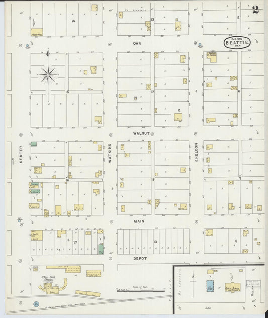 Sanborn Fire Insurance Map from Beattie, Marshall County, Kansas (1896), Sheet #0002 - Historic Sanborn Fire Insurance Map Print, vintage old map wall art, antique decor, genealogy gift, Kansas Kansas map