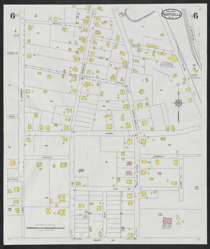 Sanborn Fire Insurance Map from Hartselle, Morgan County, Alabama (1927), Sheet #0006 - Complete Map Set gallery image, historic Sanborn map, vintage wall art, Alabama Alabama