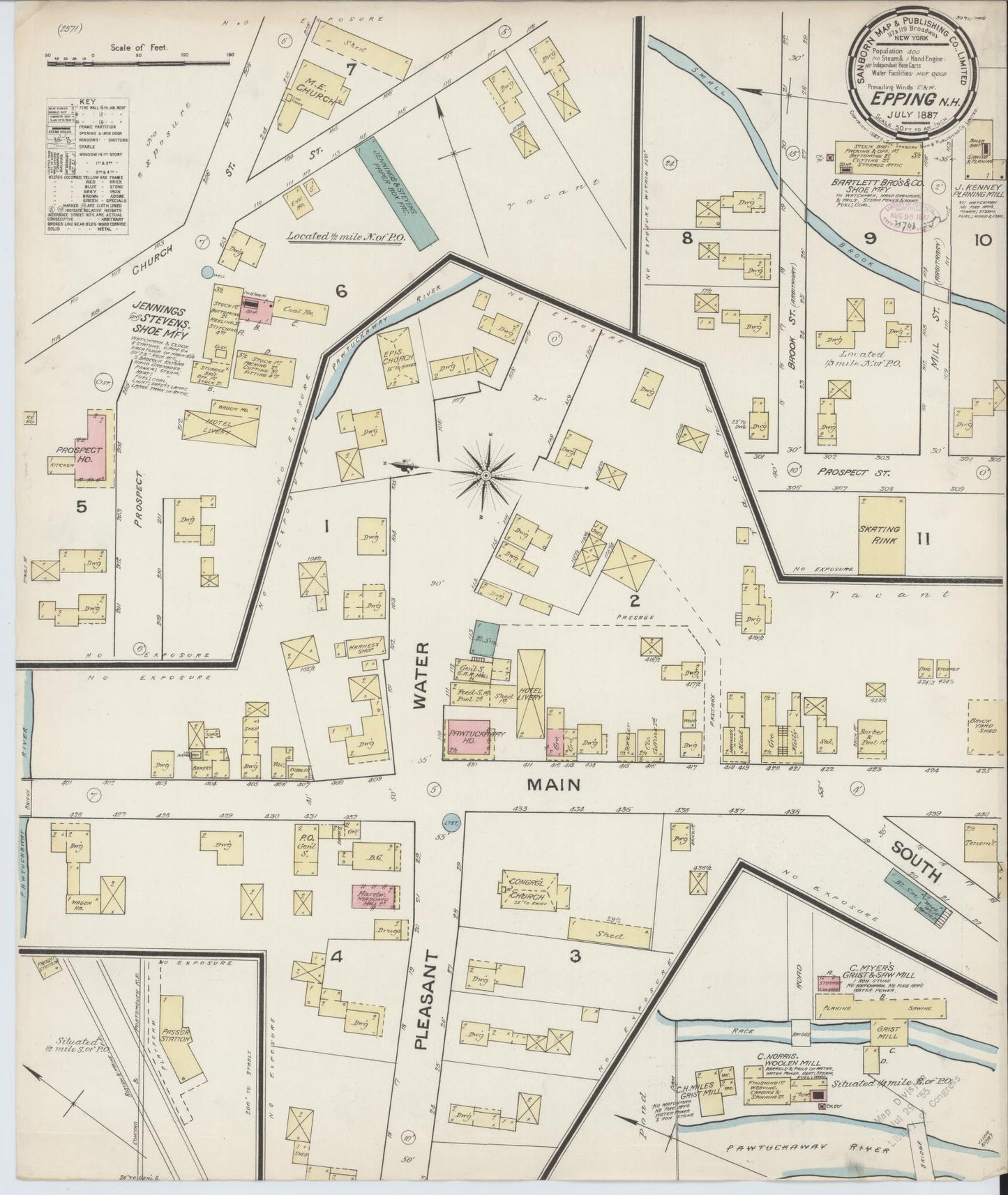 Sanborn Fire Insurance Map from Epping, Rockingham County, New Hampshire. (1887) – Historic Sanborn Fire Insurance Map Print