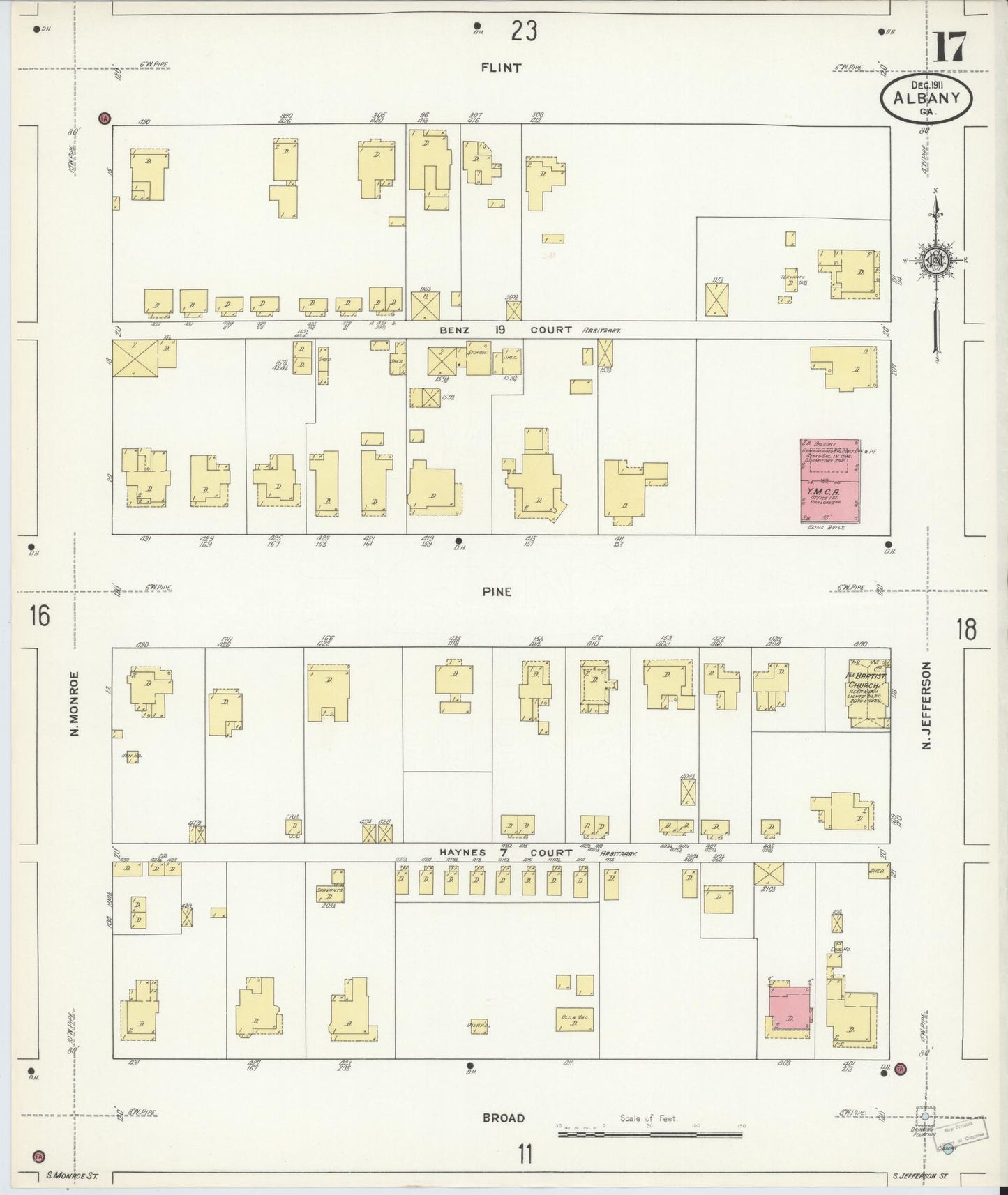 Sanborn Fire Insurance Map from Albany, Dougherty County, Georgia (1911), Sheet #0017 - Complete Map Set gallery image, historic Sanborn map, vintage wall art, Georgia Georgia
