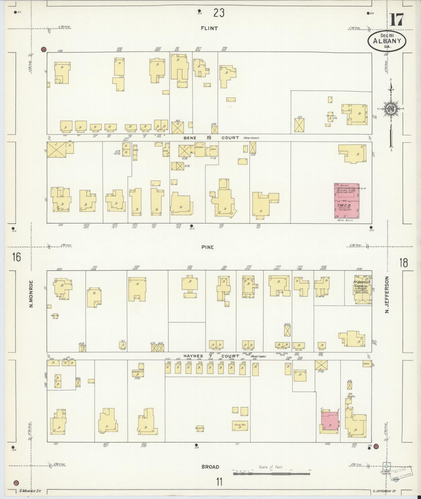 Sanborn Fire Insurance Map from Albany, Dougherty County, Georgia (1911), Sheet #0017 - Complete Map Set gallery image, historic Sanborn map, vintage wall art, Georgia Georgia
