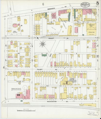 Sanborn Fire Insurance Map from Braddock, Allegheny County, Pennsylvania (1901), Sheet #0005 - Complete Map Set gallery image, historic Sanborn map, vintage wall art, Pennsylvania Pennsylvania