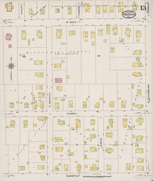 Sanborn Fire Insurance Map from Marion, Williamson County, Illinois (1922), Sheet #0013 - Historic Sanborn Fire Insurance Map Print, vintage old map wall art, antique decor, genealogy gift, Illinois Illinois map