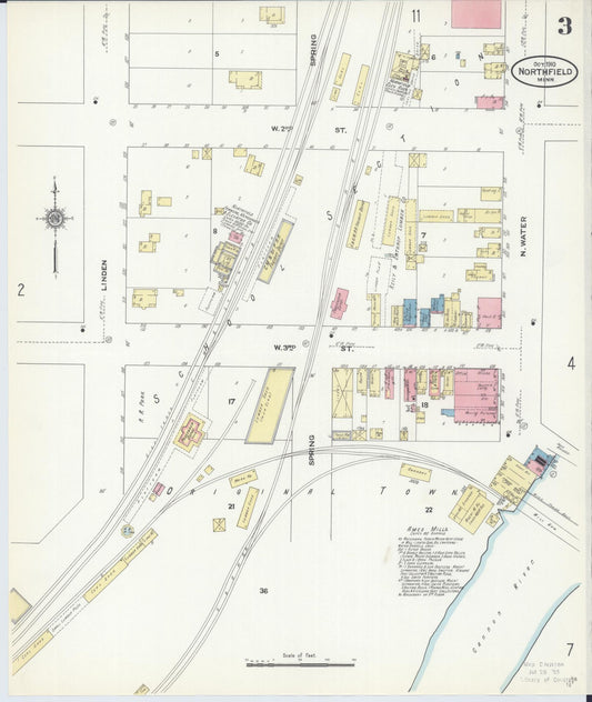 Sanborn Fire Insurance Map from Northfield, Rice County, Minnesota (1910), Sheet #0003 - Historic Sanborn Fire Insurance Map Print, vintage old map wall art, antique decor, genealogy gift, Minnesota Minnesota map