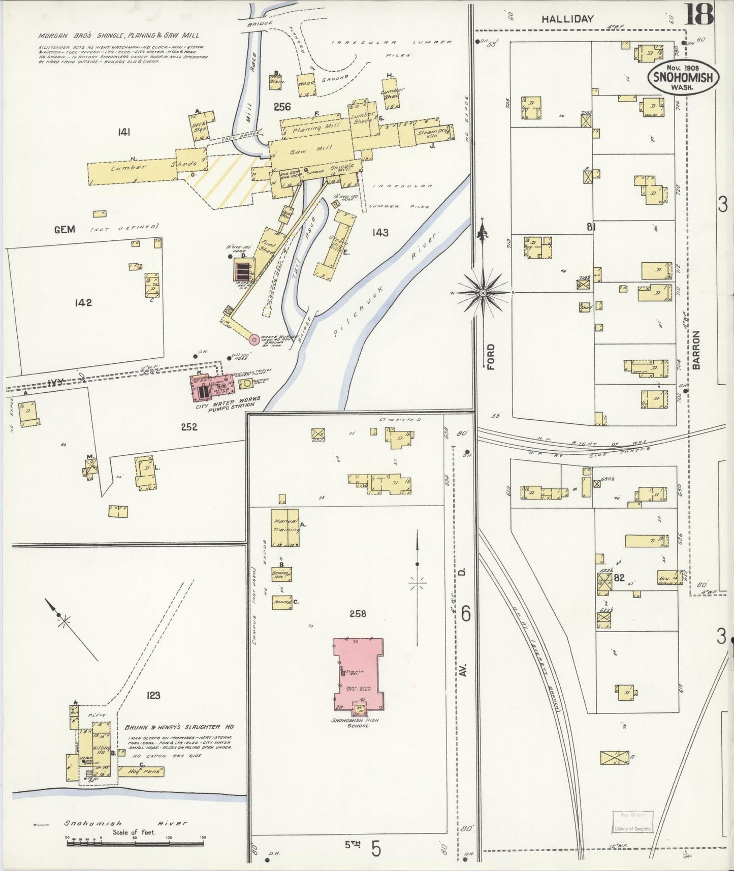 Sanborn Fire Insurance Map from Snohomish, Snohomish County, Washington (1908), Sheet #0018 - Complete Map Set gallery image, historic Sanborn map, vintage wall art, Washington Washington