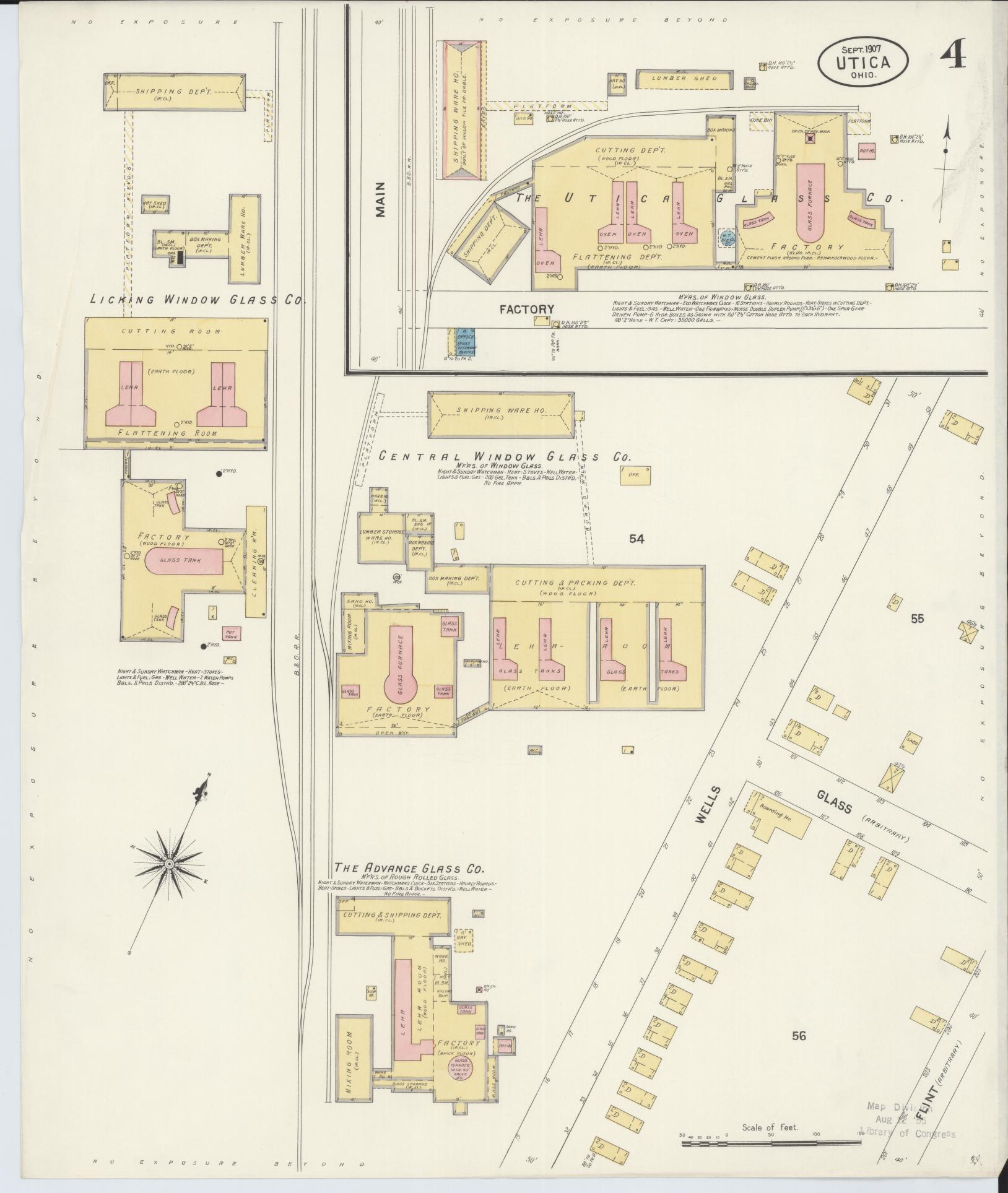 Sanborn Fire Insurance Map from Utica, Licking County, Ohio (1907), Sheet #0004 - Historic Sanborn Fire Insurance Map Print, vintage old map wall art, antique decor, genealogy gift, Ohio Ohio map