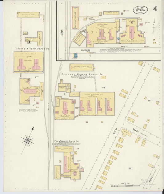 Sanborn Fire Insurance Map from Utica, Licking County, Ohio (1907), Sheet #0004 - Historic Sanborn Fire Insurance Map Print, vintage old map wall art, antique decor, genealogy gift, Ohio Ohio map