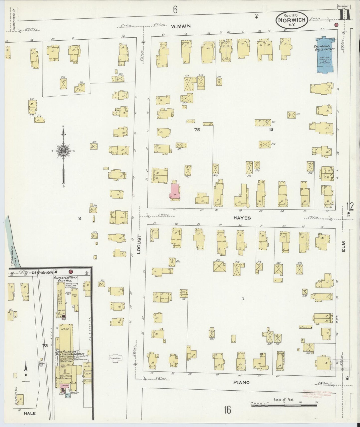 Sanborn Fire Insurance Map from Norwich, Chenango County, New York (1910), Sheet #0011 - Complete Map Set gallery image, historic Sanborn map, vintage wall art, New York New York