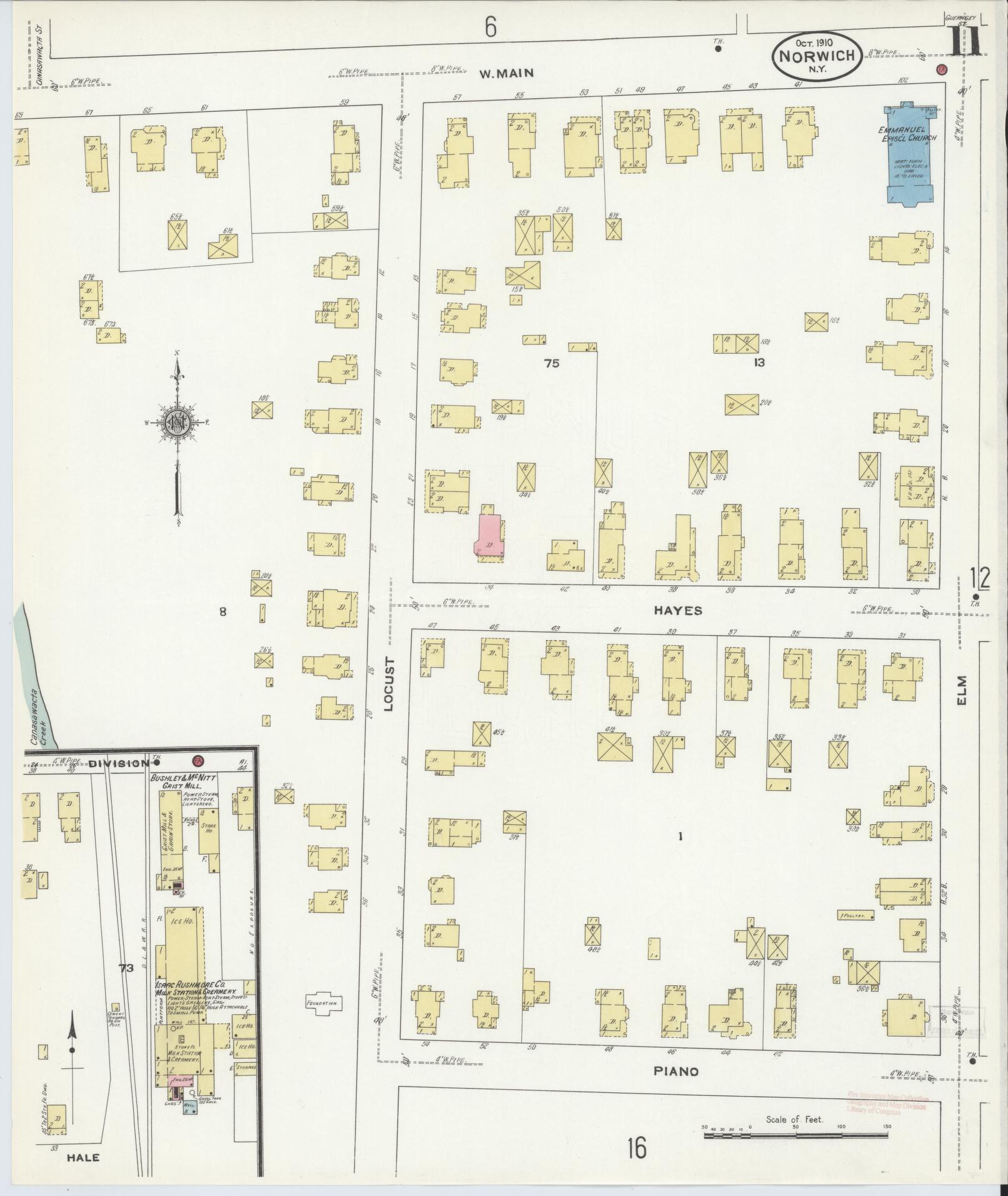 Sanborn Fire Insurance Map from Norwich, Chenango County, New York (1910), Sheet #0011 - Complete Map Set gallery image, historic Sanborn map, vintage wall art, New York New York