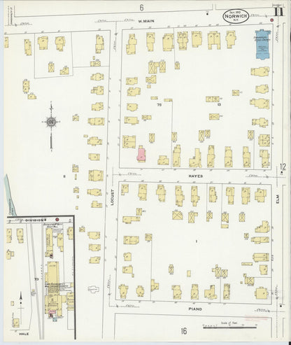 Sanborn Fire Insurance Map from Norwich, Chenango County, New York (1910), Sheet #0011 - Complete Map Set gallery image, historic Sanborn map, vintage wall art, New York New York