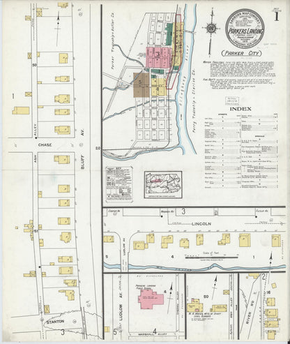 Sanborn Fire Insurance Map from Parkers Landing, Armstrong County, Pennsylvania (1919), Sheet #0001 - Historic Sanborn Fire Insurance Map Print, vintage old map wall art, antique decor, genealogy gift, Pennsylvania Pennsylvania map