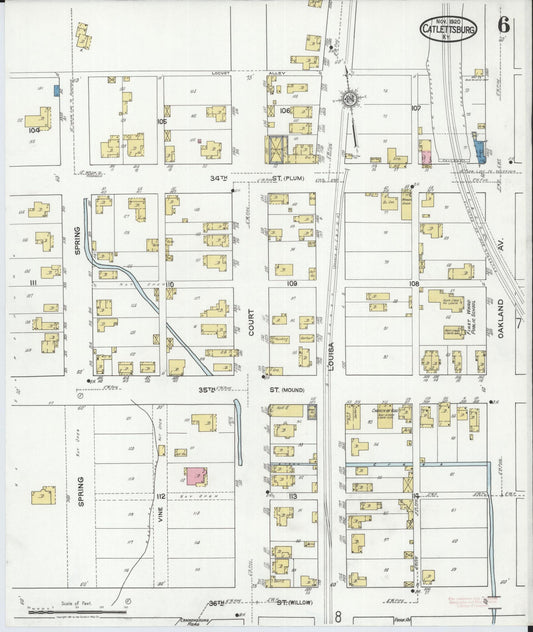 Sanborn Fire Insurance Map from Catlettsburg, Boyd County, Kentucky (1920), Sheet #0006 - Historic Sanborn Fire Insurance Map Print, vintage old map wall art, antique decor, genealogy gift, Kentucky Kentucky map
