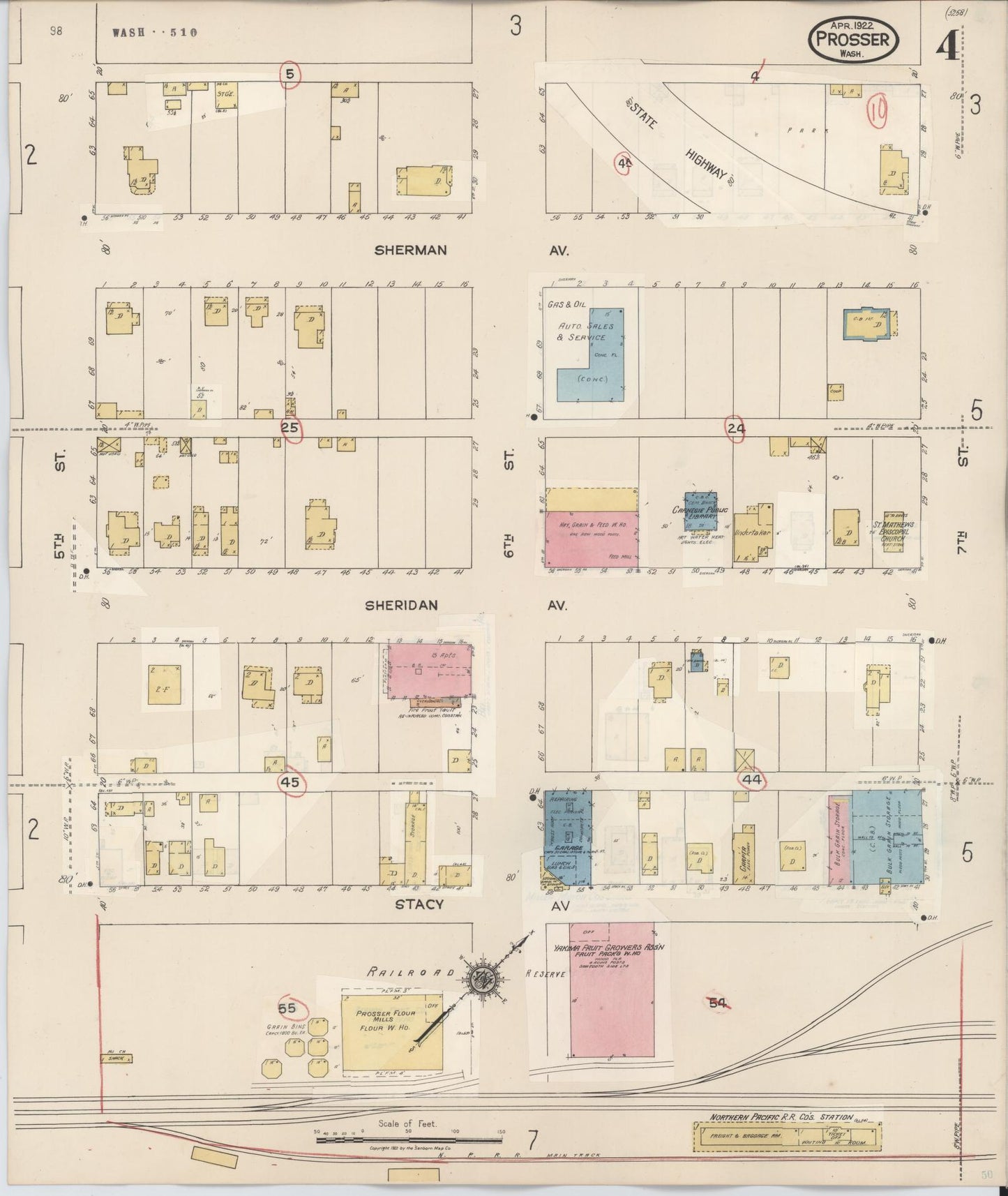 Sanborn Fire Insurance Map from Prosser, Benton County, Washington (1944), Sheet #0004 - Complete Map Set gallery image, historic Sanborn map, vintage wall art, Washington Washington