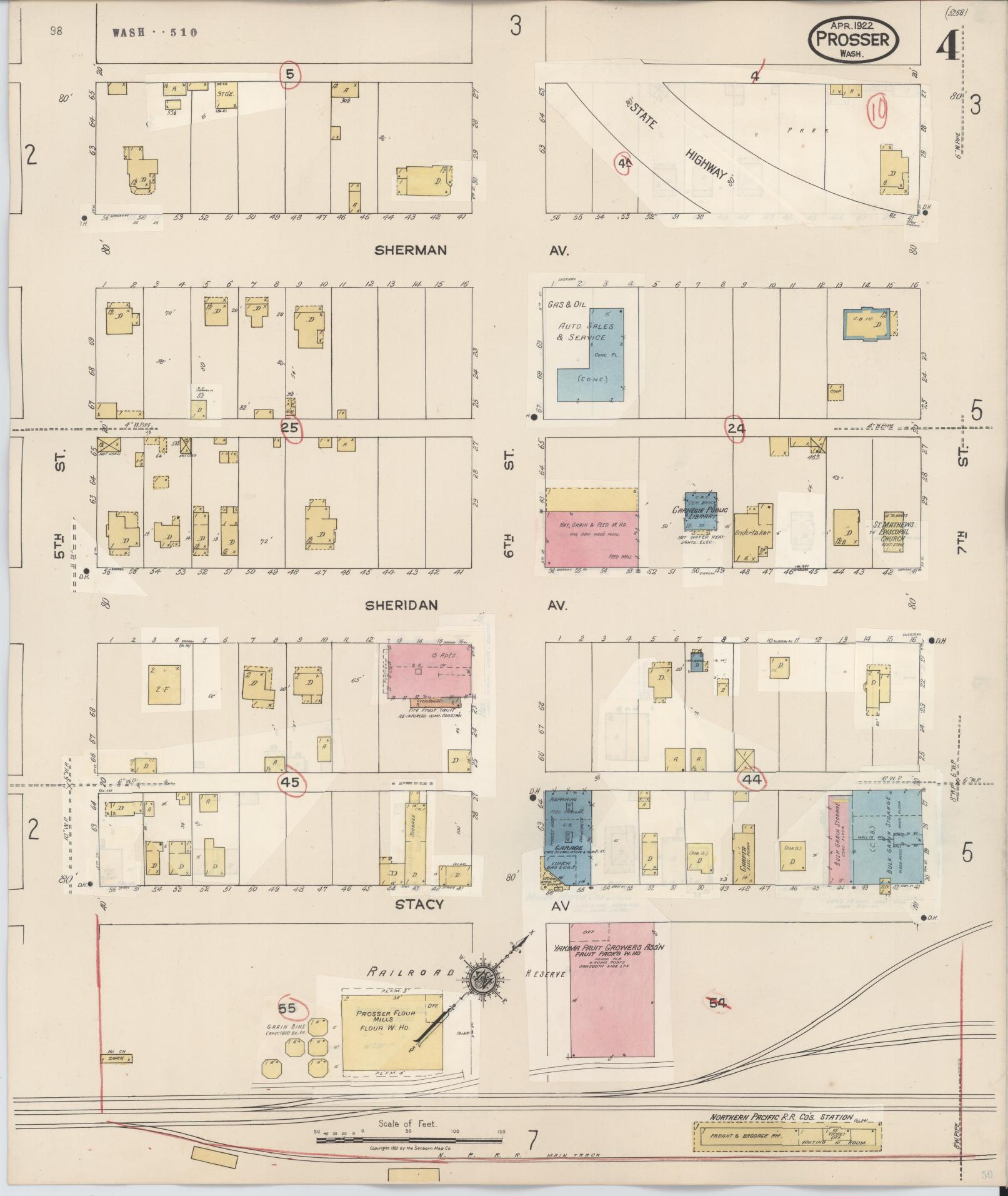 Sanborn Fire Insurance Map from Prosser, Benton County, Washington (1944), Sheet #0004 - Complete Map Set gallery image, historic Sanborn map, vintage wall art, Washington Washington