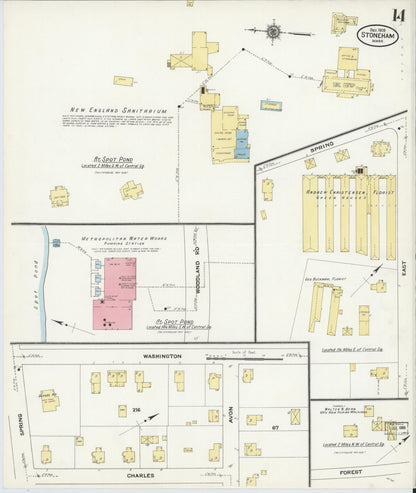 Sanborn Fire Insurance Map from Stoneham, Middlesex County, Massachusetts (1909), Sheet #0014 - Complete Map Set gallery image, historic Sanborn map, vintage wall art, Massachusetts Massachusetts