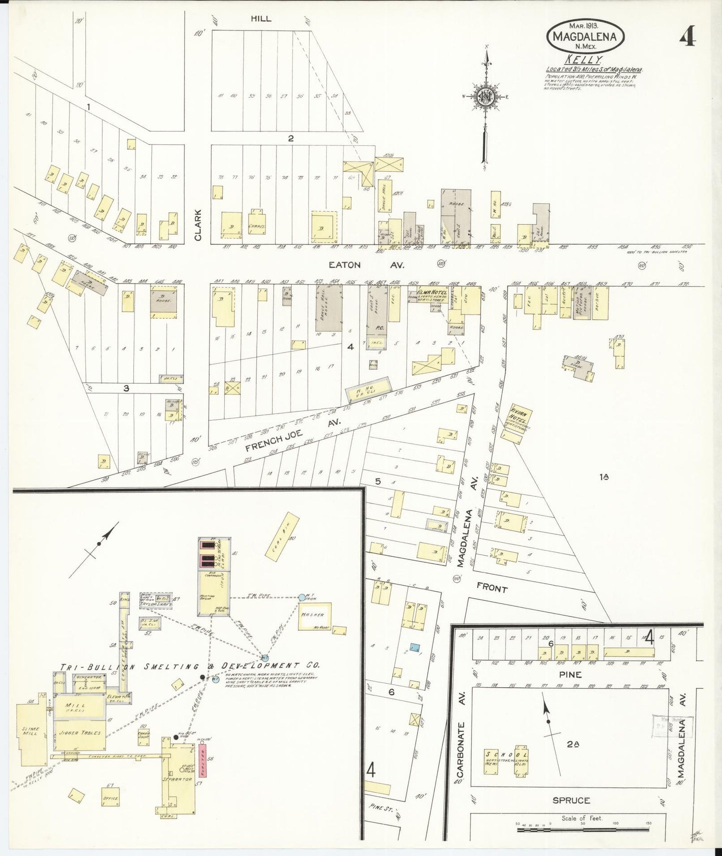 Sanborn Fire Insurance Map from Magdalena, Socorro County, New Mexico (1913), Sheet #0004 - Complete Map Set gallery image, historic Sanborn map, vintage wall art, New Mexico New Mexico