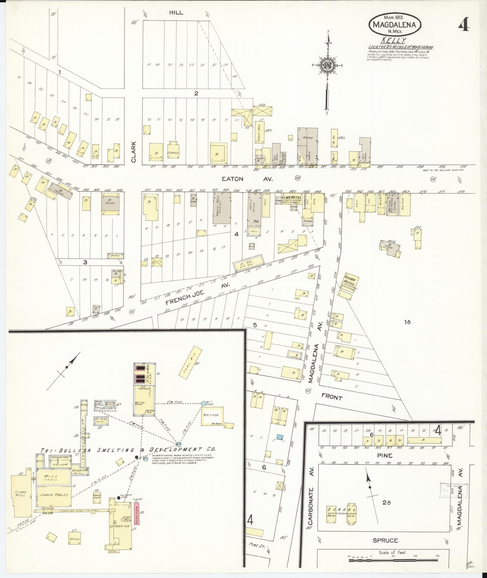 Sanborn Fire Insurance Map from Magdalena, Socorro County, New Mexico (1913), Sheet #0004 - Complete Map Set gallery image, historic Sanborn map, vintage wall art, New Mexico New Mexico